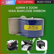 40mm X 300m WAX BARCODE RIBBON for Barcode Printer (FACE OUT) Thermal Transfer Ribbon