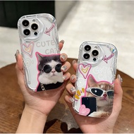 For IPhone 17 16 11 Pro 13 15 7Plus Pro Max 8 6 6s XR XS Cool Cat Sunglasses Case