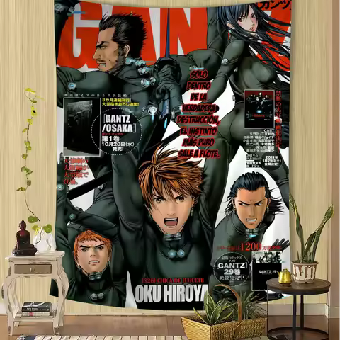 Japanese Anime Gantz Anime Tapestry Hippie Flower Wall Carpets Dorm Decor Wall Hanging Home Decor