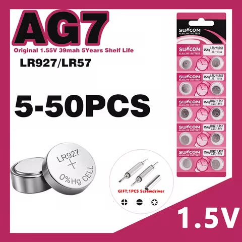 5-50PCS 1.55V 39mAh AG7 Alkaline Coin Cell LR927 LR57 SR927W 399 GR927 395A Battery Button Batteries