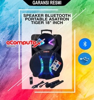 SPEAKER BLUETOOTH PORTABLE ASATRON TIGER 18 INCH KARAOKE 2 MIC KOPER