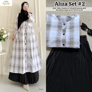 KATUN Tunnshope - ALIZA SET 1 2 - oneset pleated skirt mix full motif tunic - premium women's oneset