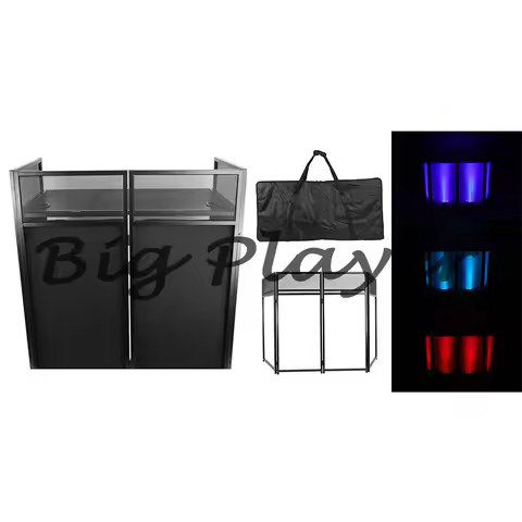 FS003B Portable DJ Booth Facade Stand – Foldable, Removable Table, Carry Bag Included