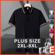 [2XL-8XL] Plus Size Polo Shirt Men Korean Collar Short Sleeve Black White Blue Pink Red Green Tee Shirts Man Casual Loose Big Oversized Clothing
