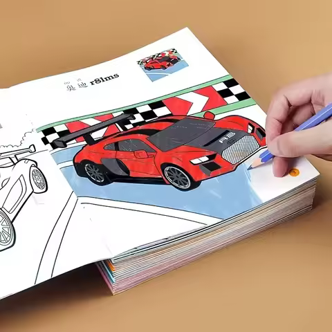 8 Books/Set Little Car Fan Coloring Book Set - Vehicle Coloring Pages for Boys, Kids Art Activity To