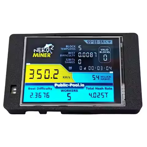 Stable Nerdminer V2 355KH/S BTC Solo Miner 2.8 Inch Smart Display Upgraded Harshrate Bitcoin Crypto 