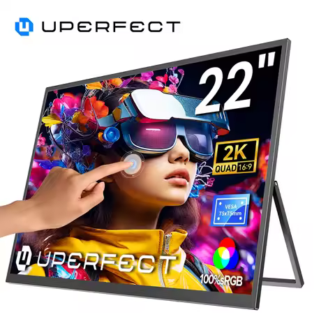 UPERFECT 22inch Touch/No Touch Computer Display 22" Monitor 2K 1440P 100% sRGB IPS Screen w/ Stand F