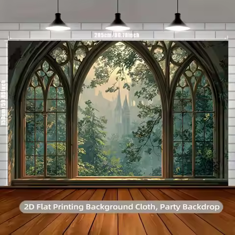 2D plane, 2D plane - 2D plane, 2D plane - 1 piece of 2D Gothic castle window forestDJH