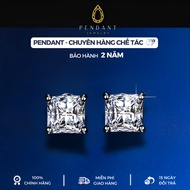 High Quality 6,5mm White Gold Square Silver Earrings - PENDANT Brand - KT004 Inspection Certificate