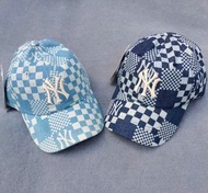 💜MLB 牛仔棋盤格 男女同款 棒球帽 鴨舌帽 Unisex baseball caps and peaked caps