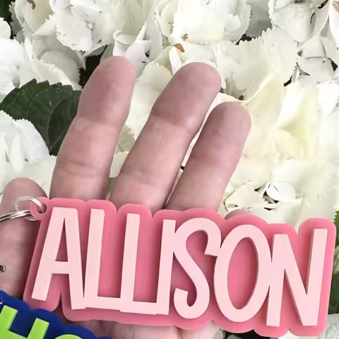Name Keychain, Acrylic Tag, Personalized Name Clip, Backpack Keychain, Diaper Bag Tag, 3D Name Tag, 