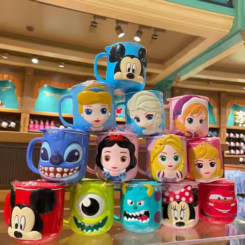 3D Character Cups Frozen Elsa Anna Princess Mickey Minnie Stitch Stainless Steel Milk Coffee Mugs fo