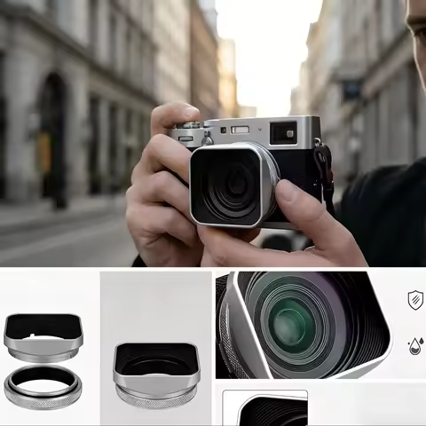 Metal Square Lens Hood for 49mm MC UV Filter Kit for Fujifilm X100 Series X100V X100F X100T X100S X1