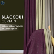 SCS.MY Premium Blackout Curtain Ready Made Hook Eyelet Window Curtain (330cm-340cm)