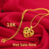 Saudi Gold 18k Pawnable Legit Gold Fasion Jewellery Original Necklace Accessories for Women Nasasangla Small Heart Pendants Chain Jewelry Holiday Gift Korean Style Vintage Wedding Necklace Couple Necklace for Lovers Online Sale -New Arrival Not Fading