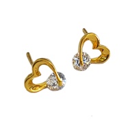 Giwang hati permata kadar 700 16 karat anting tusuk anting wanita