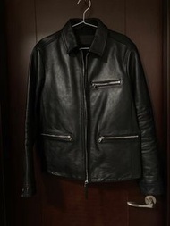 二手美品 ALLSAINTS Clay Leather JACKET 搖滾龐克 經典直拉鍊翻領牛皮皮衣