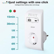 <Mulstore> Programmable Countdown Timer Socket: 6-Hour Switch with USB, 230V Power