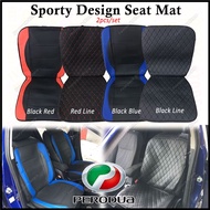 For PERODUA Car Seat Mat Sporty Design PU Leather Red Lining Sarung Kusyen Lapik Kerusi Kereta Myvi Bezza Axia 2pcs/set