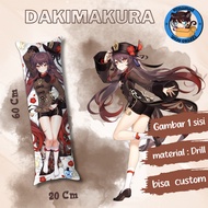 Dakimakura/guling genshin impact hu tao Size 20x60cm Includes custom Contents