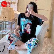 KM Women Short Sleeve T-shirt Pyjamas Set Ladies Baju Tidur Perempuan [PJ22243]