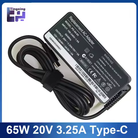 20V 3.25A 65W USB Type-C AC Laptop Power Adapter Charger For Lenovo Thinkpad X1 Carbon Yoga X270 X28