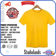 ⭐LOW PRICE⭐ Yellow Tshirt 100 Cotton Round Neck Plain Tee Baju Kosong Kuning Unisex Best Ever T-Shirt Plus Size