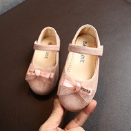 Spring Autumn Girls Shoes Baby Ballet Flats Shoes Lace Bow Glitter Bling Princess Soft Soled Shoes Children Wedding Dance Shoes