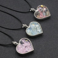 CS26-189-Love Wishing Bottle Pendant Rough Stone Gravel Polished Tourmaline Aquamarine Garnet Heart-