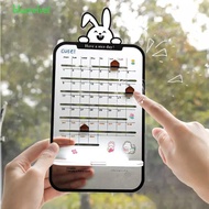 BLUEVELVET Acrylic Sliding Desk Calendar, Creative Cute Perpetual Table Calendar, with Phone Holder Transparent with DIY Planner Magnets Daily Agenda Planner Desk Decoration