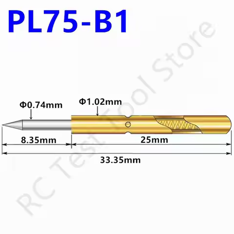 20/100PCS PL75-B1 Spring Test Probe PL75-B Nickel Plated Sharp Tip Head Dia 0.74mm PCB Test Pin Pogo