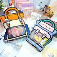 Zipper Bening Motif Tas Ransel Unik Lucu Bahan Plastik PVC Ziplock Ready 2 Ukuran Besar dan Kecil / 