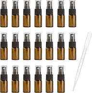 20Pcs Mini 3ML Amber Glass Perfume Spray Bottle Travel Refillable Empty Cosmetic Water Atomizer Bott