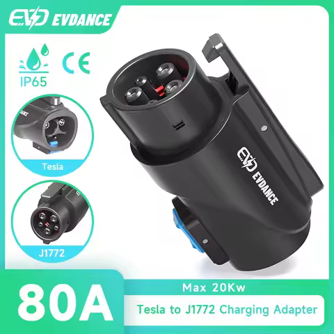 EVDANCE Charging Adapter for Tesla to J1772 80A 250V 20kW High-Power Fast Charger for Electric Vehic