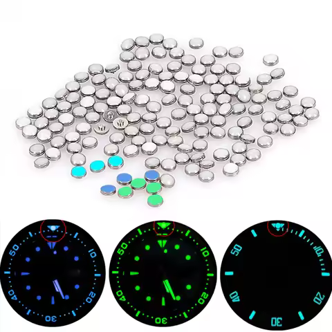 Green Blue Watch Bezel Beads Luminous Pip fit Seiko SKX007 Tuna 6105 Sub Bezel insert 12 oclock posi