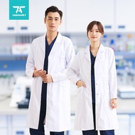 Button Cuffs White Lab Coat Student Baju Doktor Nurse Uniform Makmal Doctor Coat Long Sleeves 白大褂