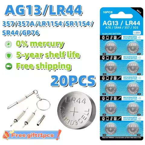 20pcs LR44 AG13 30mAh Cell Coin Watches Battery L1154 357 SR44 RW82 1.5V Alkaline Button Batteries S