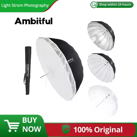AMBITFUL 105cm 130cm 160cm Deep Parabolic Black Silver White Reflective Umbrella Studio Light Umbrel