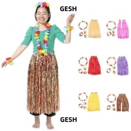 GESH Hawaiian Hula Skirt  Wristbands Garland Headband