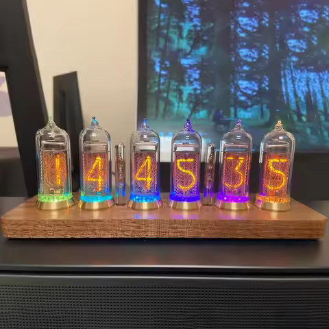 IN14 Nixie Tube Clocks Digital Table Clock Retro Wooden Electronic Nixie Desk Clocks USB Desk Watch
