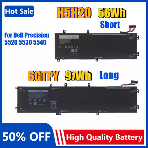 H5H20 6GTPY Laptop Battery for Dell Inspiron7591 7590 Precision5530 5520 XPS15 7590 9560 9570 5D91C 