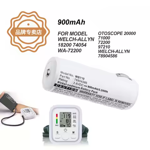 900mAh Battery For Welch-Allyn 18200 74054 WA-72200 Otoscope 20000 71000 72200 78904586 11720 11730 