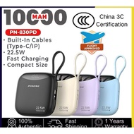 [3C CERTIFIED] Pineng PN830PD Smallest Powerbank (10000mAh) 22.5WFAST CHARGING, Built-in CABLE