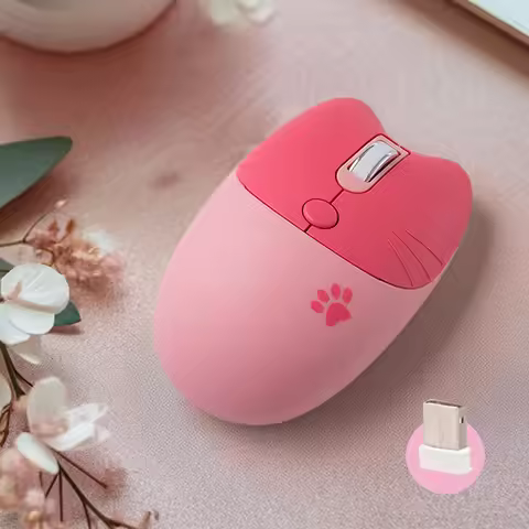 Mofii Cute Cat 2.4G Wireless Mouse, USB Receiver Plug and Play, 3 Adjustable DPI, Compatible with La