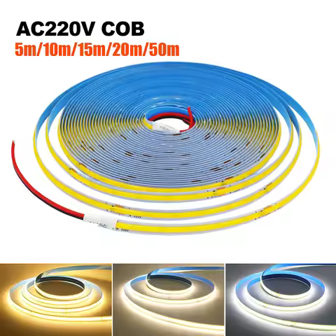 COB LED Strip Light 5m 10m 15m 20m 50m 220V Super Bright 240LED Flexible Led Tape Lights Linear Ligh