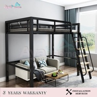 Loft Bed Frame Loft Bed Nordic Iron Dormitory Noise Free Bed Bedroom Loft Bed Frame（AYA）