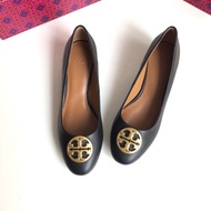 8H3T Tor *** rch All-Match Style Mid-Heel Metal Genuine Leather Shoes Classic New Style Women Casual