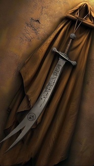 hiasan dinding poster pedang Zulfikar plus figura ukuran 53*37