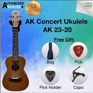 A&K Concert 23'' Ukulele UK-23-20 with Ukulele Bag, Pick, Pick Holder and Capo