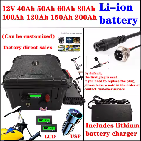 waterproof 12v 80Ah 100ah 60Ah 150Ah lithium battery 12v 200ah li ion for Trolling Motor Fishing Inf